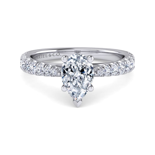 14K White Gold Pear Shape Diamond Engagement Ring