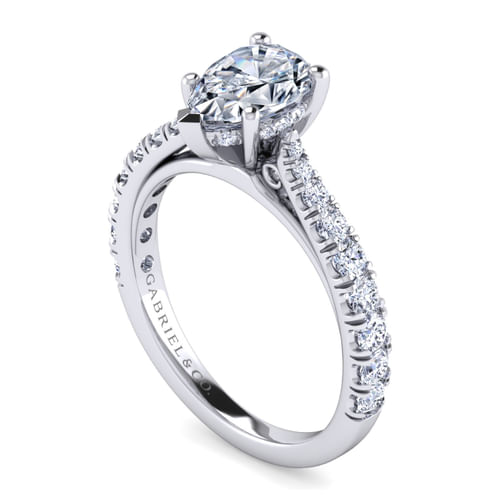 14K White Gold Pear Shape Diamond Engagement Ring