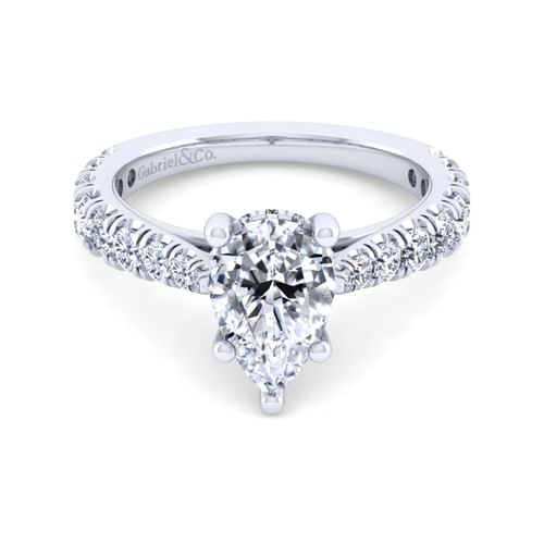14K White Gold Pear Shape Diamond Engagement Ring