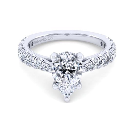 Gabriel - 14K White Gold Pear Shape Diamond Engagement Ring