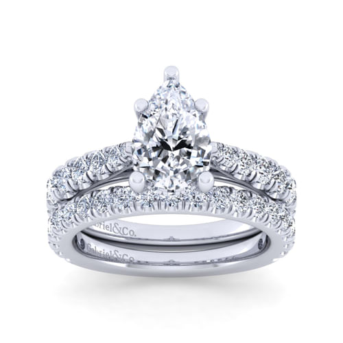 14K White Gold Pear Shape Diamond Engagement Ring