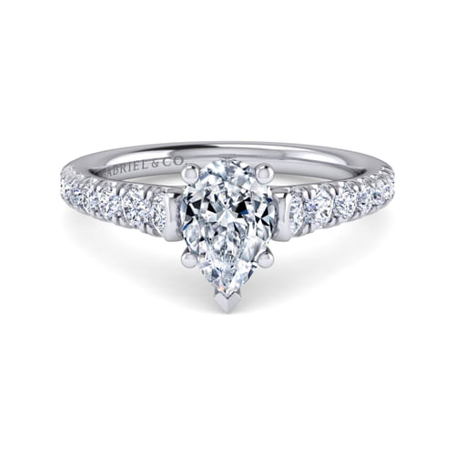 14K White Gold Pear Shape Diamond Engagement Ring