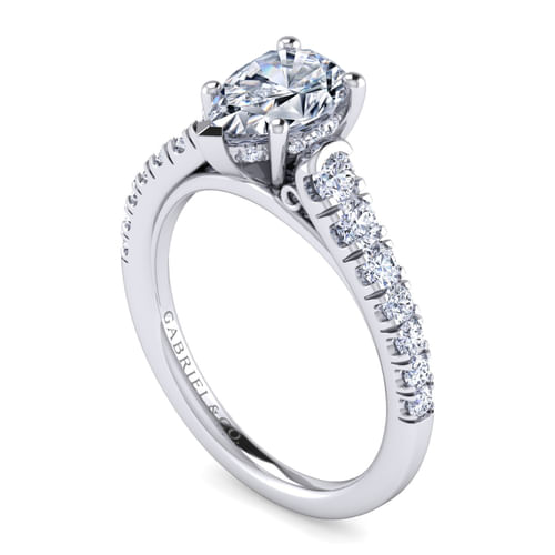 14K White Gold Pear Shape Diamond Engagement Ring
