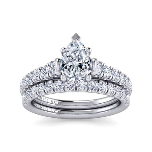 14K White Gold Pear Shape Diamond Engagement Ring