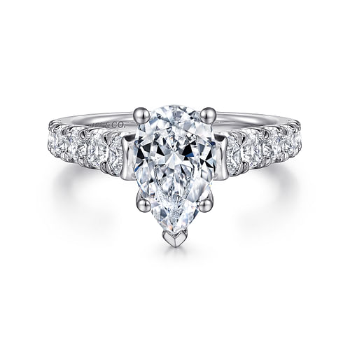 14K White Gold Pear Shape Diamond Engagement Ring