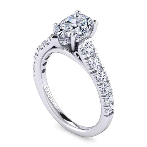 14K White Gold Pear Shape Diamond Engagement Ring