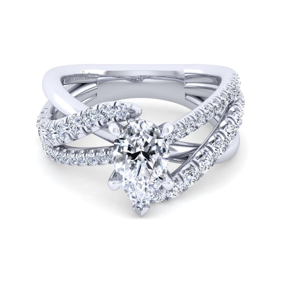 Gabriel - 14K White Gold Pear Shape Diamond Engagement Ring