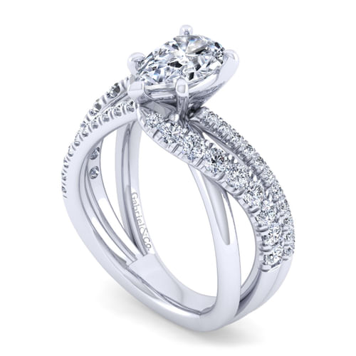 14K White Gold Pear Shape Diamond Engagement Ring