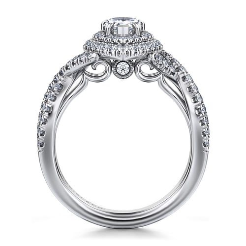 14K White Gold Pear Shape Diamond Engagement Ring