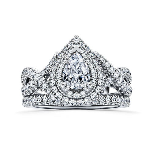 14K White Gold Pear Shape Diamond Engagement Ring