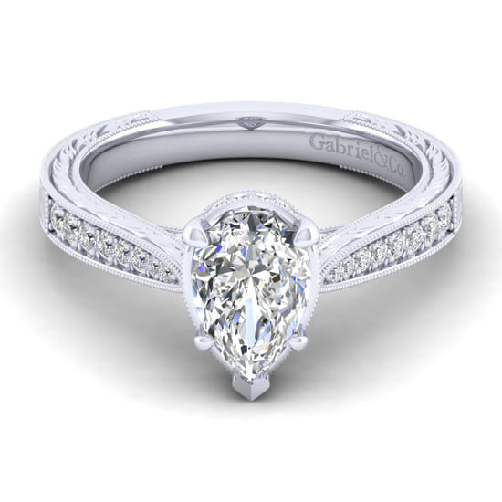 Gabriel - 14K White Gold Pear Shape Diamond Engagement Ring Gabriel - 14K White Gold Pear Shape Diamond Engagement Ring
