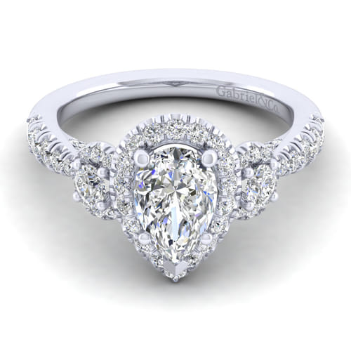 14K White Gold Pear Shape Diamond Engagement Ring