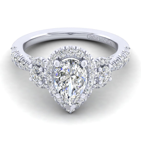 Gabriel - 14K White Gold Pear Shape Diamond Engagement Ring Gabriel - 14K White Gold Pear Shape Diamond Engagement Ring
