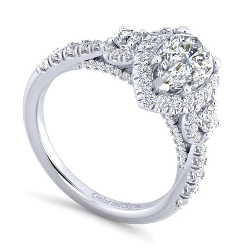 14K White Gold Pear Shape Diamond Engagement Ring