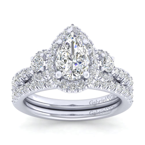 14K White Gold Pear Shape Diamond Engagement Ring