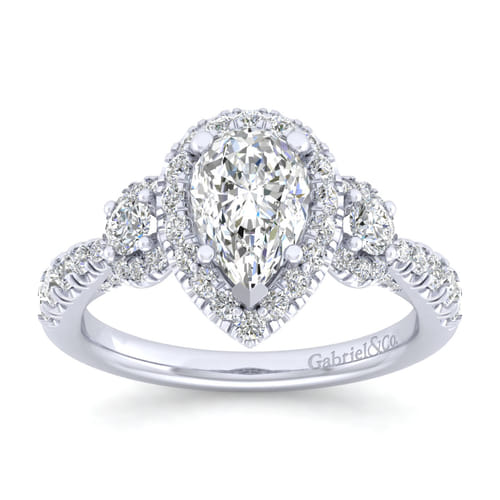 14K White Gold Pear Shape Diamond Engagement Ring