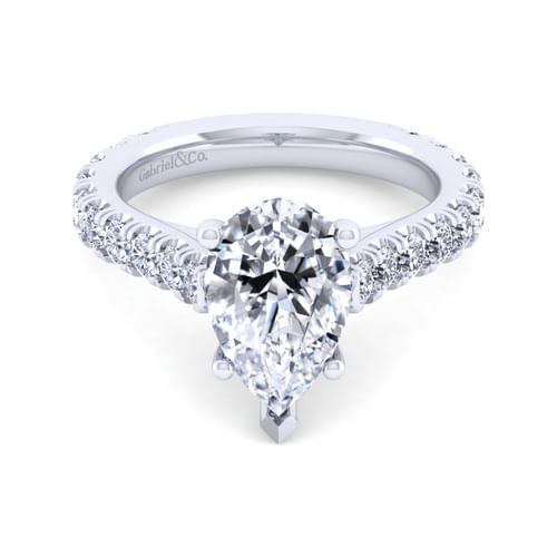 14K White Gold Pear Shape Diamond Engagement Ring