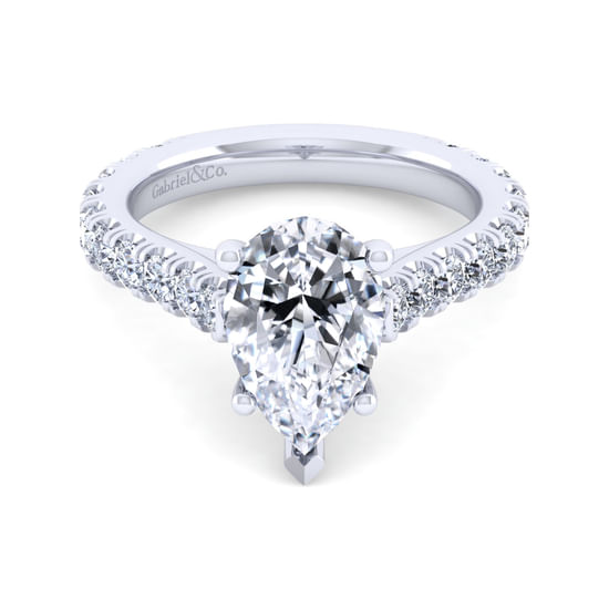Gabriel - 14K White Gold Pear Shape Diamond Engagement Ring