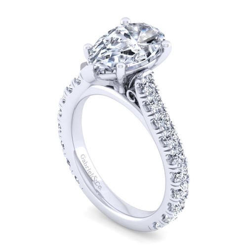 14K White Gold Pear Shape Diamond Engagement Ring