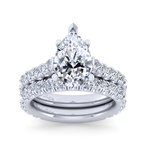 14K White Gold Pear Shape Diamond Engagement Ring