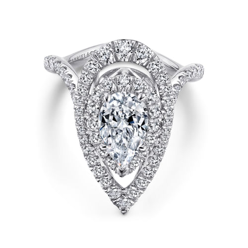 14K White Gold Pear Shape Diamond Engagement Ring