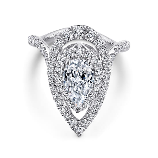 14K White Gold Pear Shape Diamond Engagement Ring