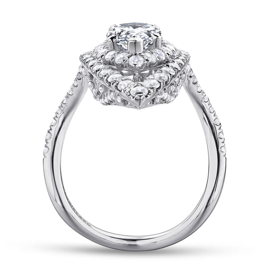 14K White Gold Pear Shape Diamond Engagement Ring angle 2