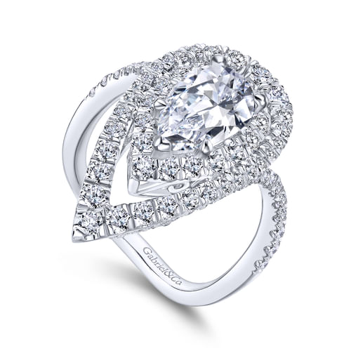 14K White Gold Pear Shape Diamond Engagement Ring
