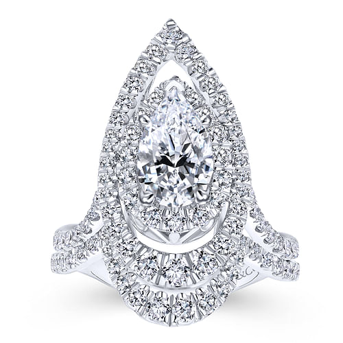 14K White Gold Pear Shape Diamond Engagement Ring
