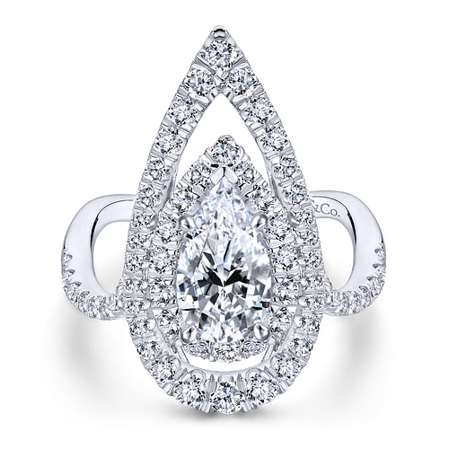 14K White Gold Pear Shape Diamond Engagement Ring