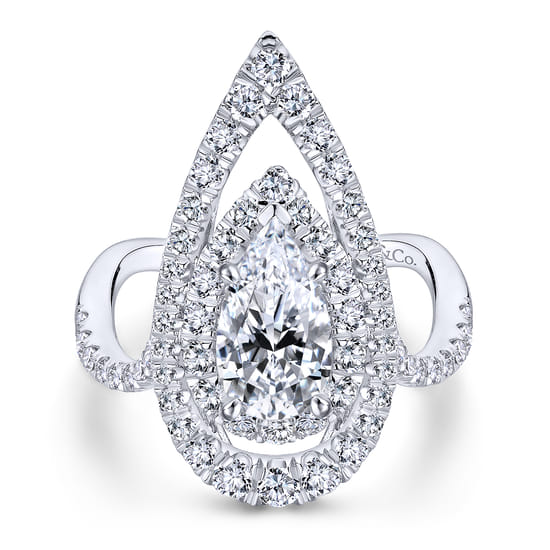 14K White Gold Pear Shape Diamond Engagement Ring angle 5
