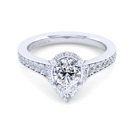 Gabriel - 14K White Gold Pear Shape Diamond Engagement Ring