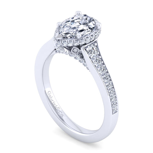 14K White Gold Pear Shape Diamond Engagement Ring
