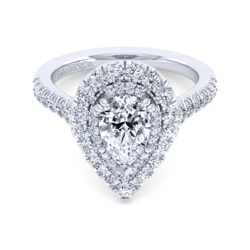 14K White Gold Pear Shape Diamond Engagement Ring