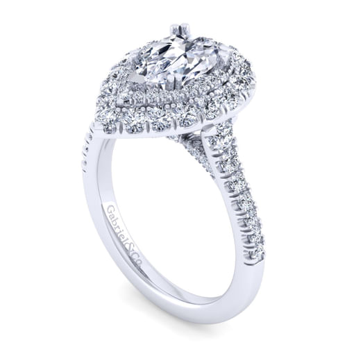 14K White Gold Pear Shape Diamond Engagement Ring