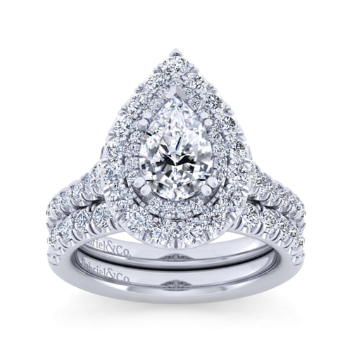14K White Gold Pear Shape Diamond Engagement Ring