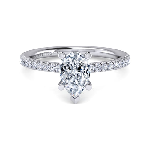 14K White Gold Pear Shape Diamond Engagement Ring