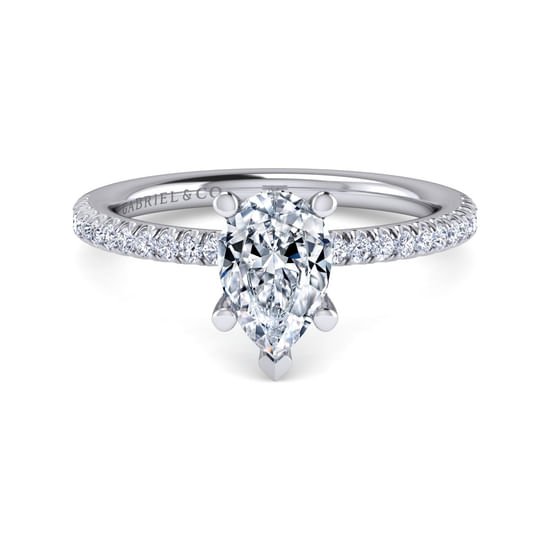 Gabriel - 14K White Gold Pear Shape Diamond Engagement Ring