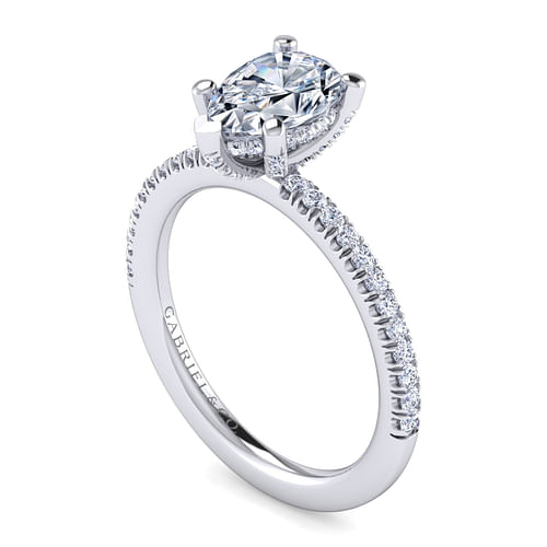 14K White Gold Pear Shape Diamond Engagement Ring