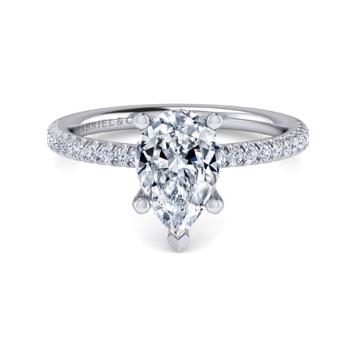 14K White Gold Pear Shape Diamond Engagement Ring