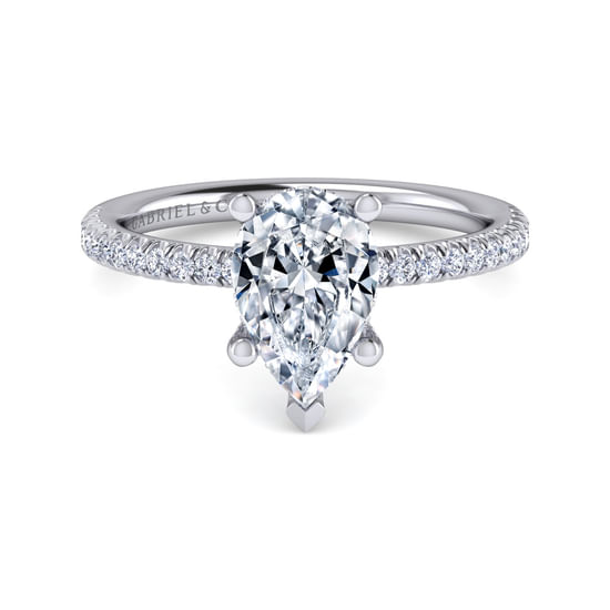 Gabriel - 14K White Gold Pear Shape Diamond Engagement Ring