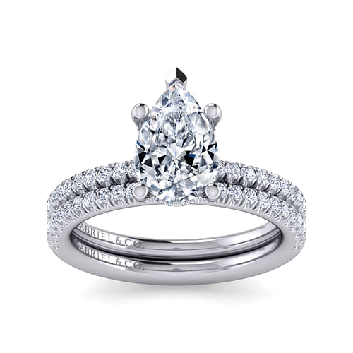 14K White Gold Pear Shape Diamond Engagement Ring