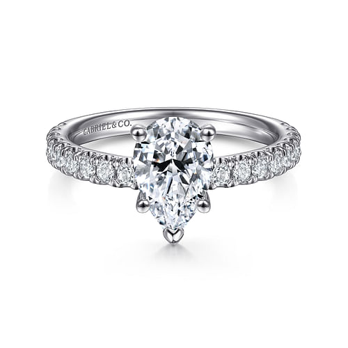 14K White Gold Pear Shape Diamond Engagement Ring