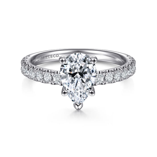Gabriel - 14K White Gold Pear Shape Diamond Engagement Ring