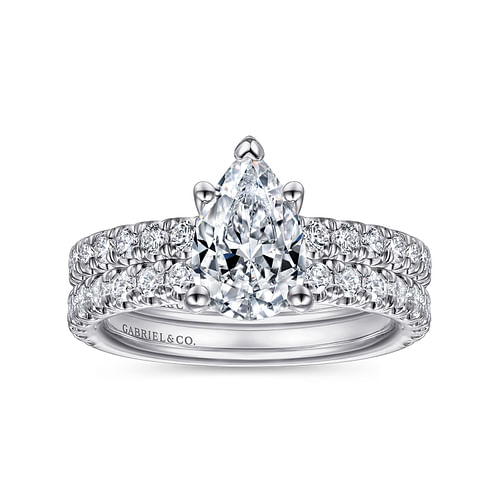 14K White Gold Pear Shape Diamond Engagement Ring