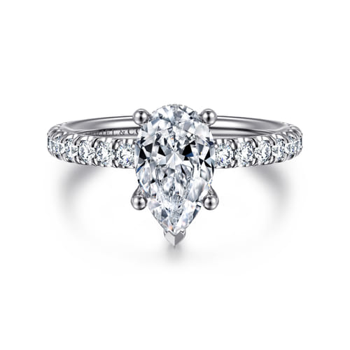 14K White Gold Pear Shape Diamond Engagement Ring
