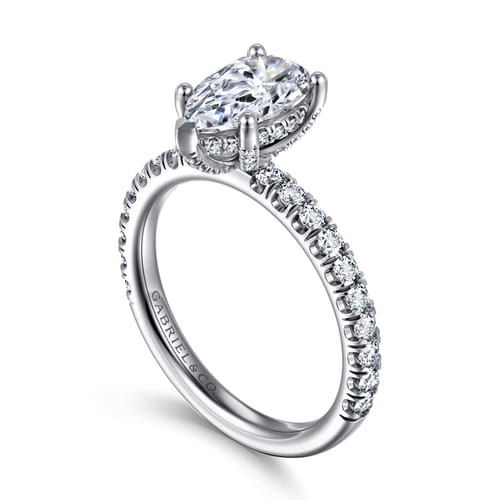 14K White Gold Pear Shape Diamond Engagement Ring