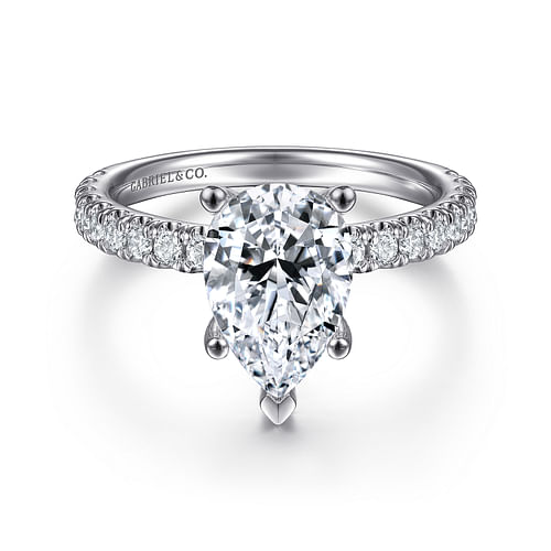 14K White Gold Pear Shape Diamond Engagement Ring