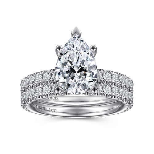 14K White Gold Pear Shape Diamond Engagement Ring