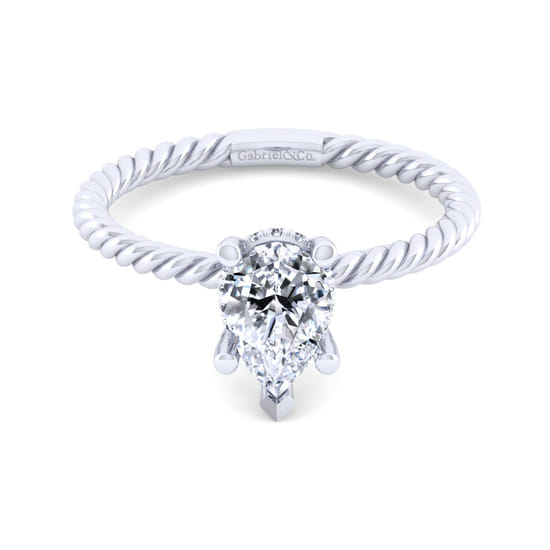 Gabriel - 14K White Gold Pear Shape Diamond Engagement Ring